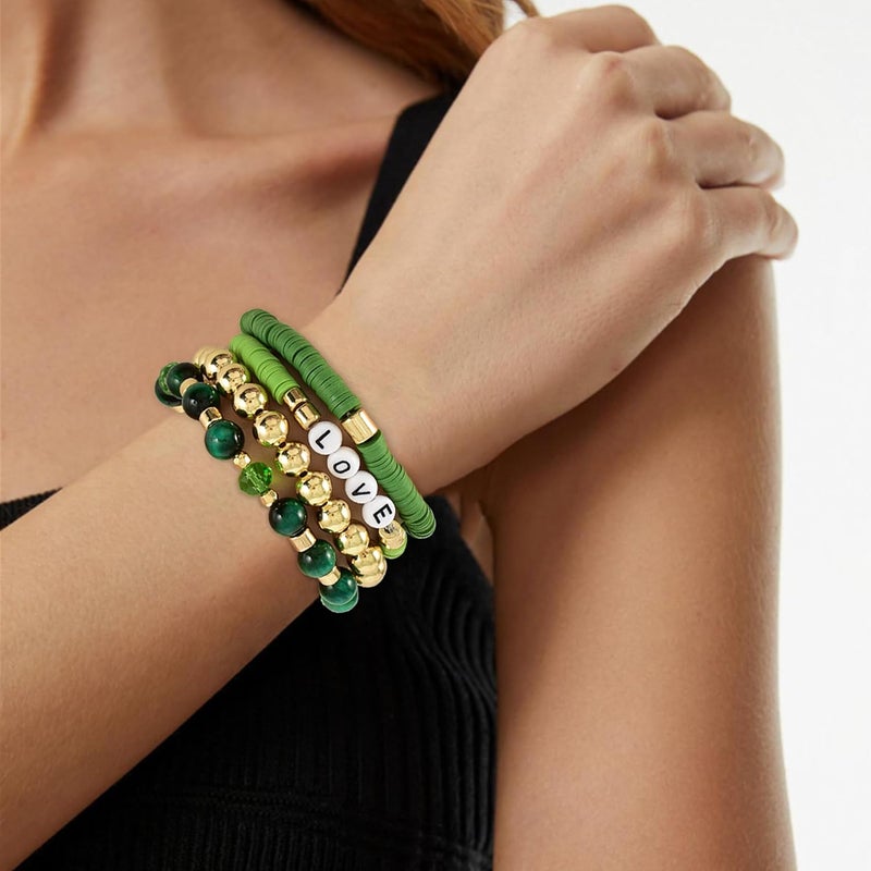 Aigrnc Boho Beaded Stretch Bracelets For Women Stackable Crystal Gold Plated Beaded Bracelets Set Trendy Handmade Friendship Braeclet Jewelry Gifts - Image 5